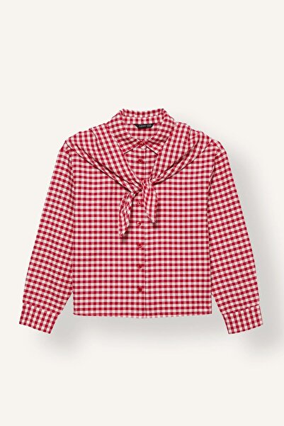 DeFacto Relaxed Fit Gingham Flannel Long Sleeve Shirt Girls I8381A826Wn