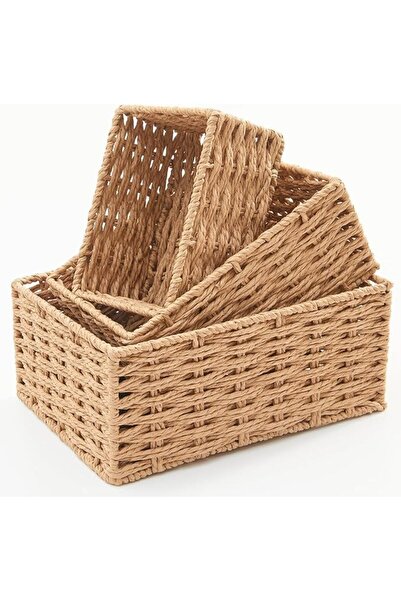 GENERAL Paper Rope Scalloped Edge Toilet Paper Storage Basket, Small Living R...