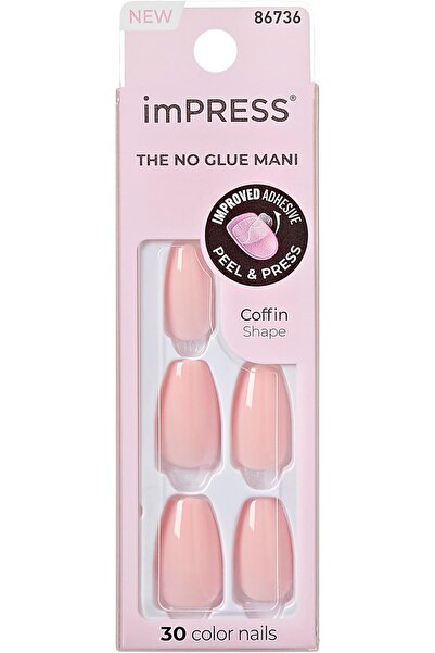 Impress KISS No Glue Mani Press On Nails, Color, 'Ballroom', White, Medium Si...