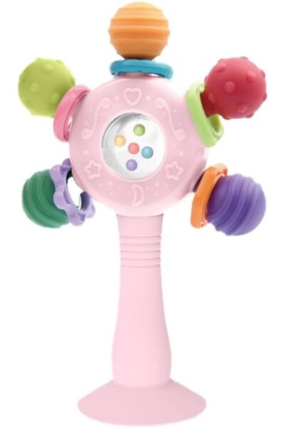 Soofam Suction Cup Teether Rattle, BPA-Free Silicone Baby Teething Toy with T...