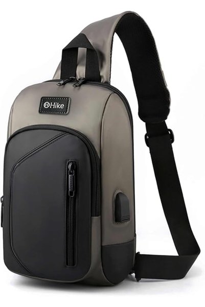 Hikevictor حقيبة كتف صغيرة متعددة الاستخدامات مقاومة للماء مع منفذ USB مدمج