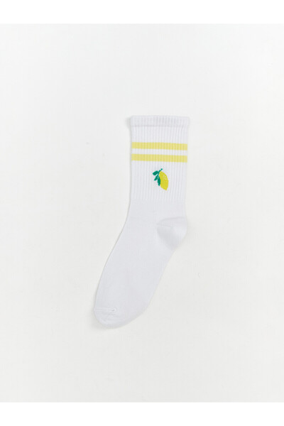 LC Waikiki Alita City Lcw Dream White Printed Women's Socks with a Difference