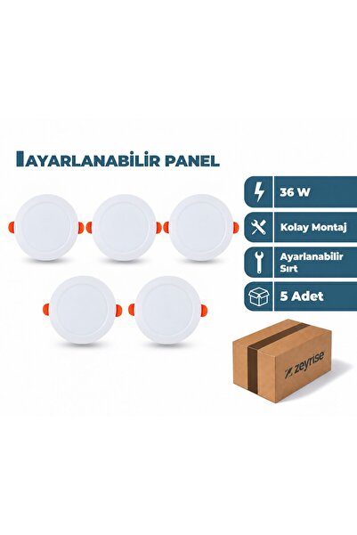 36W Slim Ayarlanabilir LED Panel 3200K Sarı Işık 5'li Paket