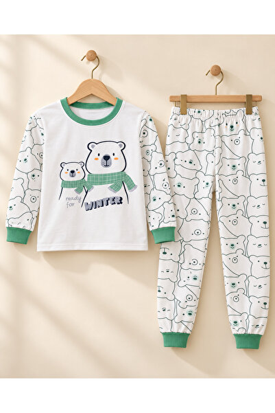 Lindakids Ayıcık Desenli %100 Pamuk Suprem Penye 4-5-6 Yaş Erkek Çocuk Pijama...