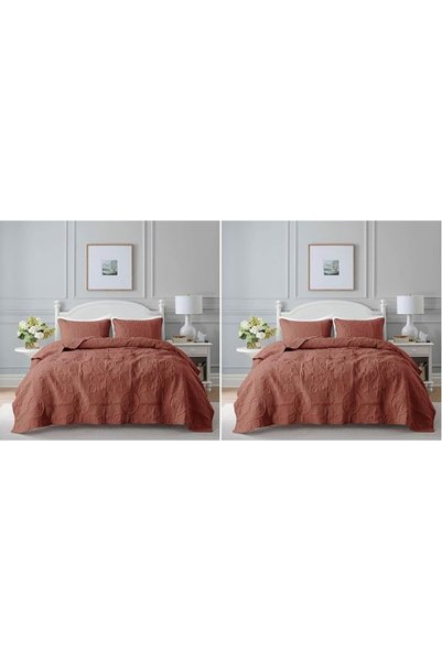 GENERAL B2EVER White Damask Quilt King Size Bedding Sets with 2 Pillow Shams,...