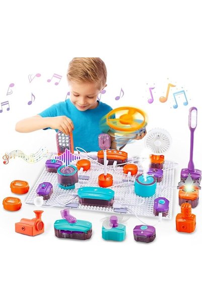 Soofam لوحة دوائر كهربائية للأطفال، مجموعة استكشاف إلكترونيات DIY مكونة من 25...