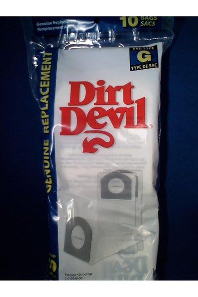 DİRT DEVIL أكياس تفريغ الهواء من النوع G، عبوة من 10 قطع، 3010348001، لون أبيض