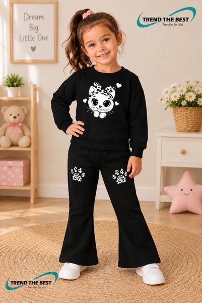 TREND THE BEST Trendin En İyisi Winter, Spring, and Autumn Girls' Black Spani...
