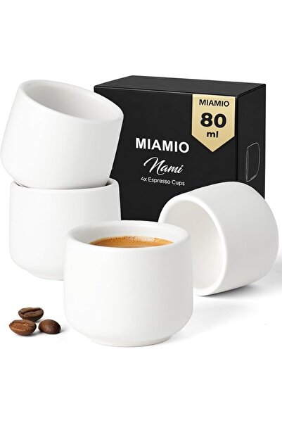 MIAMIO - Espresso Cups Set of 4, Ceramic (80 ml) - Nami (Black)