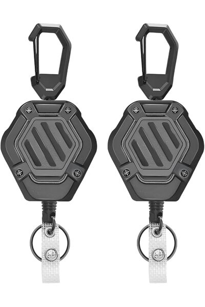TERRIFI 2 Pack Retractable Keychain Badge Holder with Heavy Duty Metal Carabi...