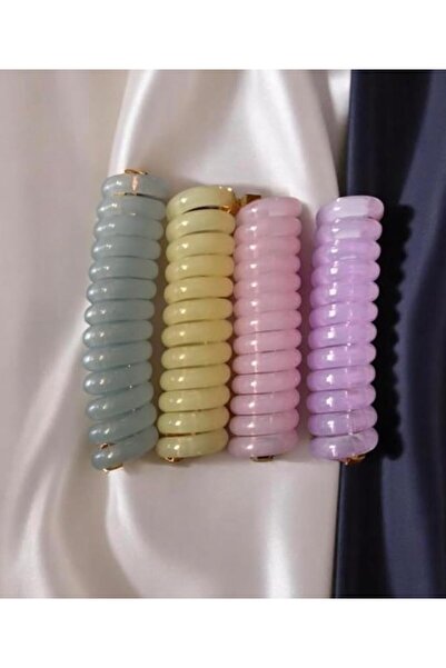 Generic Pastel Spiral Hair Ties, 4 Pack Random Colors, Telephone Cord Design ...