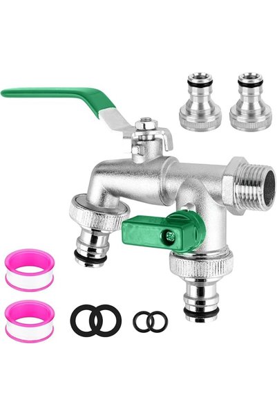 Generic Double Garden Tap with ，صنبور حديقة Outside Faucet 1/2 inch And 3/4 I...
