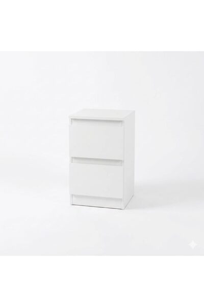 Generic Modino White Modern Bedroom Side Table with 2 Drawers European Style ...
