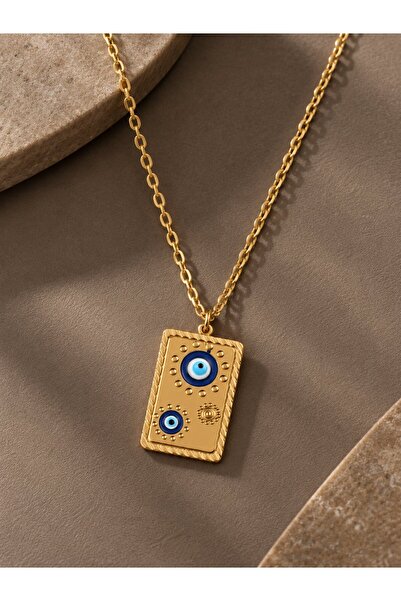 serelya 316L Gold Color Engraved Evil Eye Vintage Necklace