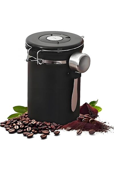 Generic علبة قهوة محكمة الإغلاق، حاوية تخزين حبوب القهوة من الفولاذ المقاوم ل...