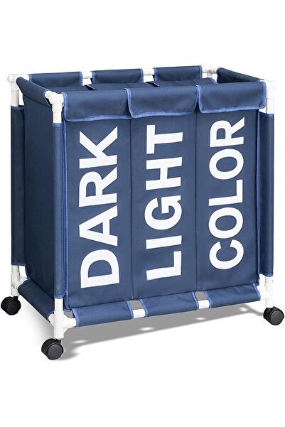 Generic Laundry Hamper,Laundry Sorter Rolling Cart, Bins with lids Sorter 3 S...