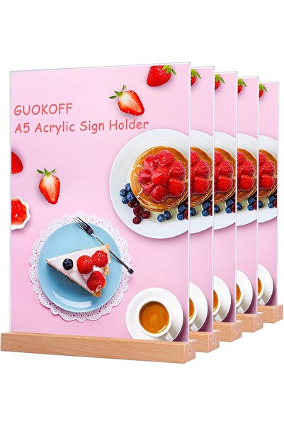 Generic A4 Acrylic Sign Holder (4 Pack), T-Shape A4 Stands Menu Holder
