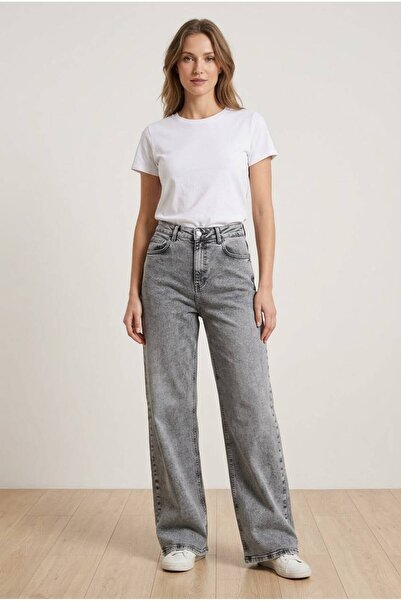 Fit Kadın Gri Jean Pantolon LS99