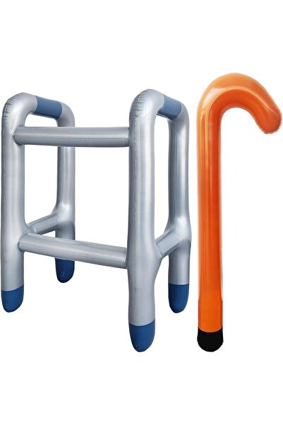 Yelajoy 2 PCS Inflatable Walker and Cane Set, Funny Old Age Costume Accessori...