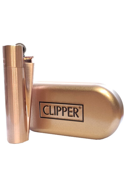 Clipper Μεγάλος Μεταλλικός Αναπτήρας - Μεταλλικό σε χρώμα ροζ χρυσού