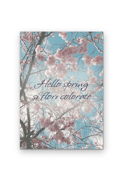 OEM Poster Decorativ Hello Spring cu Flori Colorate, Design Floral Primăvărat...