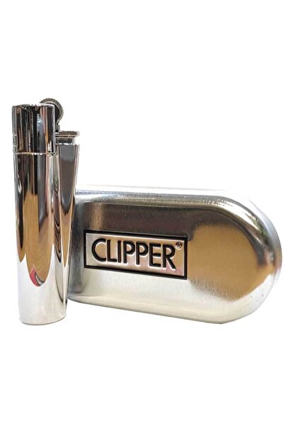 Clipper Μεγάλος Μεταλλικός Αναπτήρας - Χρωμέ Μέταλλο