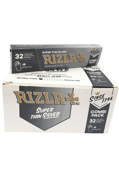 RIZLA Φύλλα - Silver Combi - King Size Slim Silver με φιλτράκια - 24 τεμάχια.