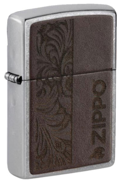 Zippo Αναπτήρας - Street Chrome Καφέ Δερμάτινο Λογότυπο (46920)