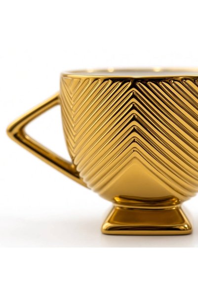 Pixue 2-Piece Porcelain Mug Set with Gold Detail Tea and Coffee Cup Set