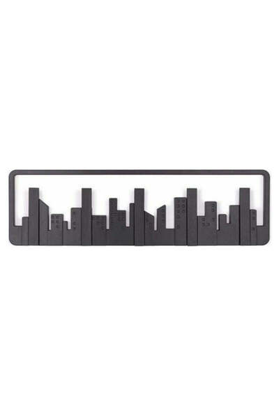 OEM Κρεμάστρα Τοίχου Wall Shelf Hook City Πλαστική 5 Θέσεων Μαύρη 49.5x2.8x14...