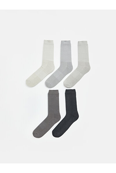 LC Waikiki Nevavm Farkıyla Lcw Accessories Gray Plain 5-Piece Pack Men's Socks