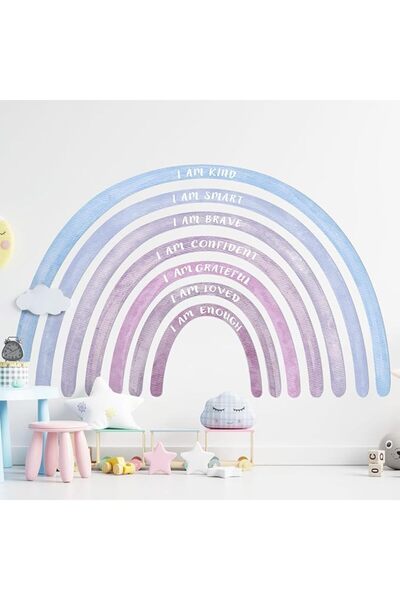 GENERAL Tinideya Large Watercolor Rainbow Wall Stickers Decal, 77" x 47'', Br...