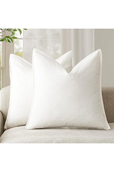 Foindtower Pack of 2, Decorative Linen Soild Throw Pillow Covers Soft Accent ...