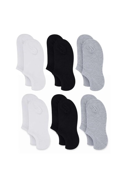 WomanAndKids Wak Women's Bamboo 6-Piece Seamless Ballerina Socks Black White ...