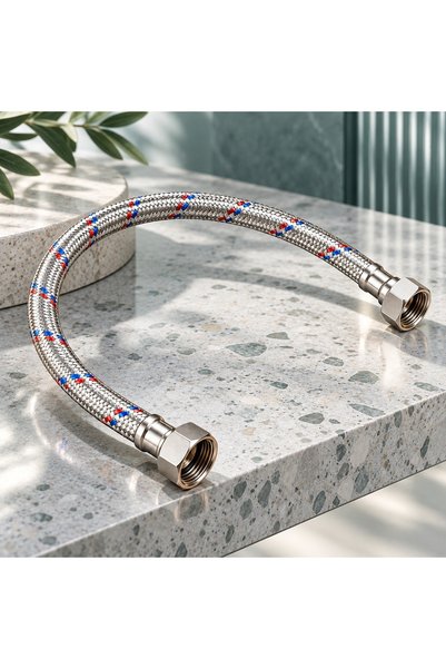 Primo Plus 60cm Stainless Steel Braided Flexible Water Connector Hose with Th...
