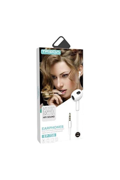 Treqa Ενσύρματα Ακουστικά In-Ear με Μικρόφωνο & Hi-Fi Ήχο EP-758 Λευκό