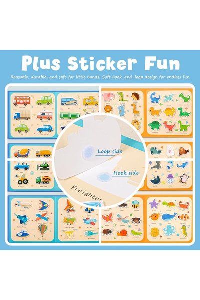AZONEE 2PCS Sticker Play & Paint Books, Mess-Free Animal & Traffic Themes, Water Books for Kids, Tra