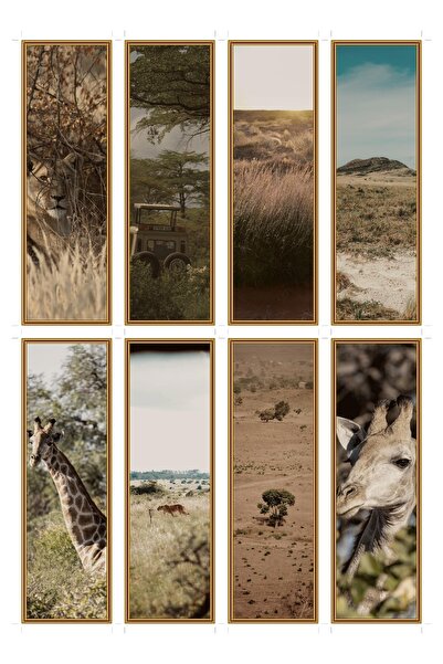 OEM Set 8 semne de carte Tufisul din Savana, tematica safari natura, carton p...