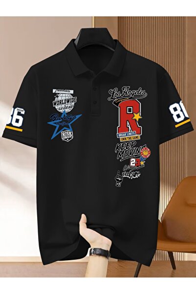 l'eivor Risk Taker Printed Polo Collar Regular Fit Printed Men's T-Shirt