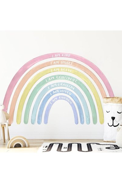 GENERAL Tinideya Large Watercolor Rainbow Wall Stickers Decal, 77" x 47'', Br...
