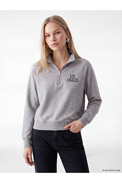 LC Waikiki Esvab • Modern & Distinctive Stand Collar Printed Women's Sweatshirt