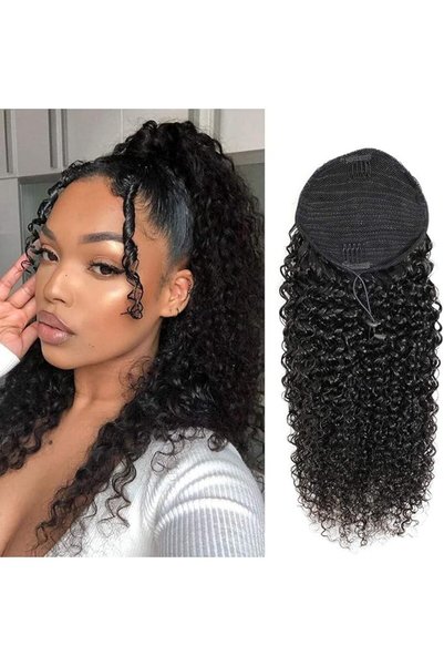 NALACAL 14 Inch Ponytail Extension Human Hair – Curly Drawstring Ponytail for...