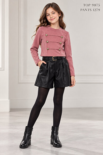SETTY KOOP Girls' Long-Sleeve Top and Shorts Two-Piece Set
