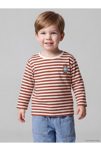 LC Waikiki Esvab • Modern & Distinctive Zero Roba Collar Striped Boys' T-Shirt