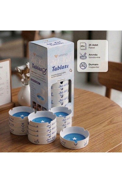 Tek Kullanımlık Küllük - Su Aktifleşen Jel Kül Tablası - 25 ad.