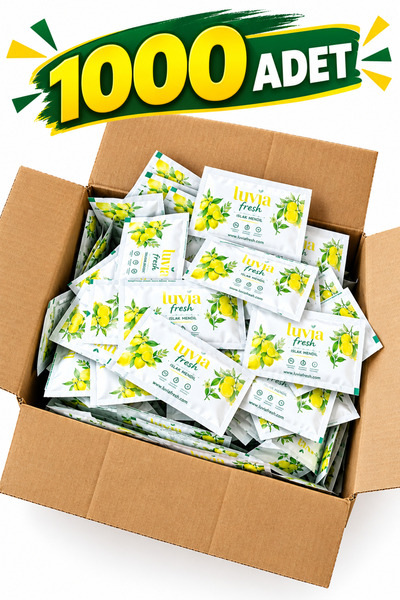 Limon Kokulu Tek Kullanımlık Islak Mendil 1000 Adet - Alkolsüz Hijyenik Cep Mendili - 6x10 Restoran Cafe