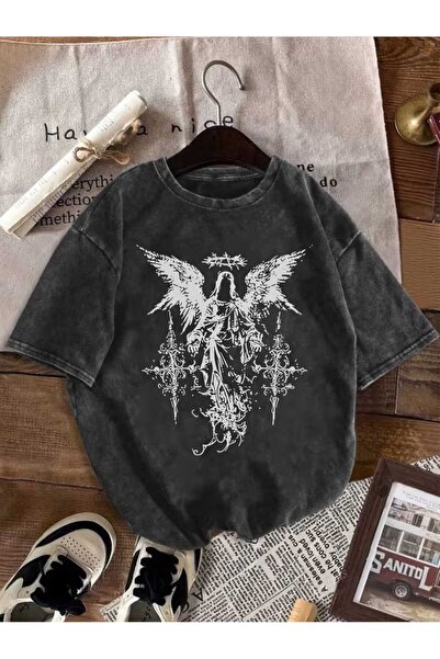 Toum Gothic Grunge Printed Unisex Washable Vintage Oversize T-Shirt