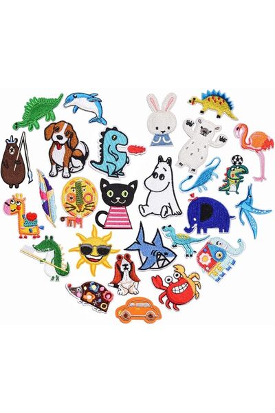 SYOSI 27 Pcs Embroidered Patches, Cute Animal Decorative Applique Patches for...