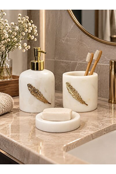 Onedekor Varese 3 Parça Gold Detaylı Banyo Seti