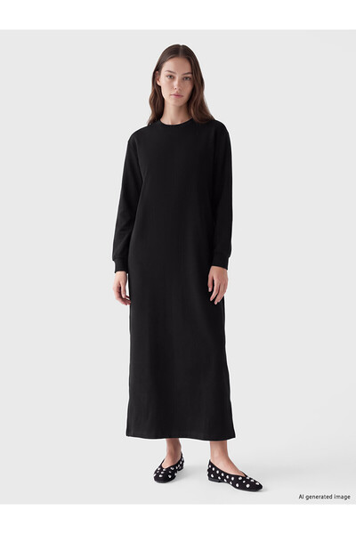 LC Waikiki Two Mt Shop Quality Lcw Modest Black 2 Yarn Plain Loose & Spacious...
